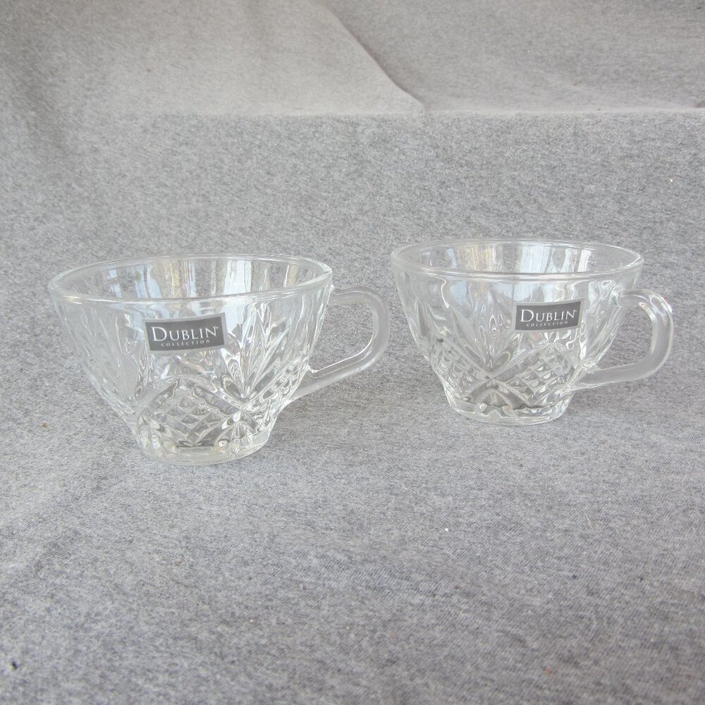 6 oz Dublin Collection crystal glass tea cup NWT pair of 2 (w3364)